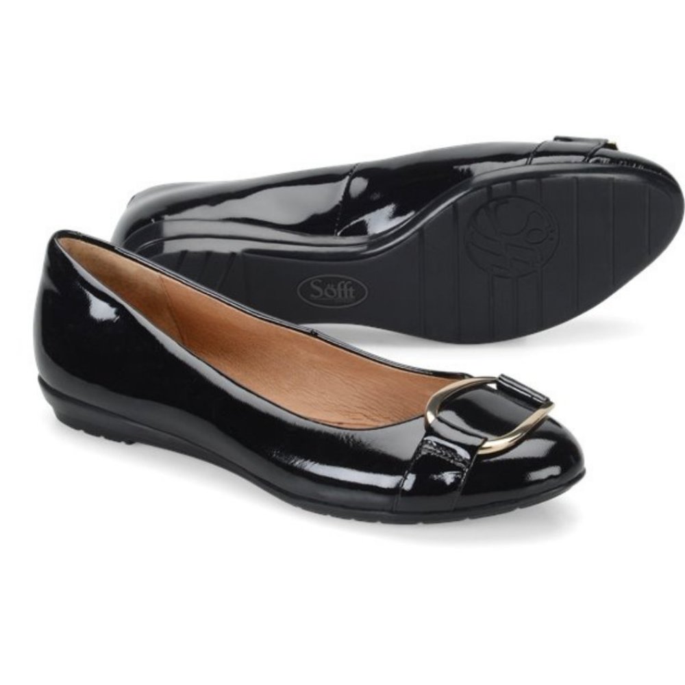 Sofft Silver Benton Buckle Ballet Flat sz 9